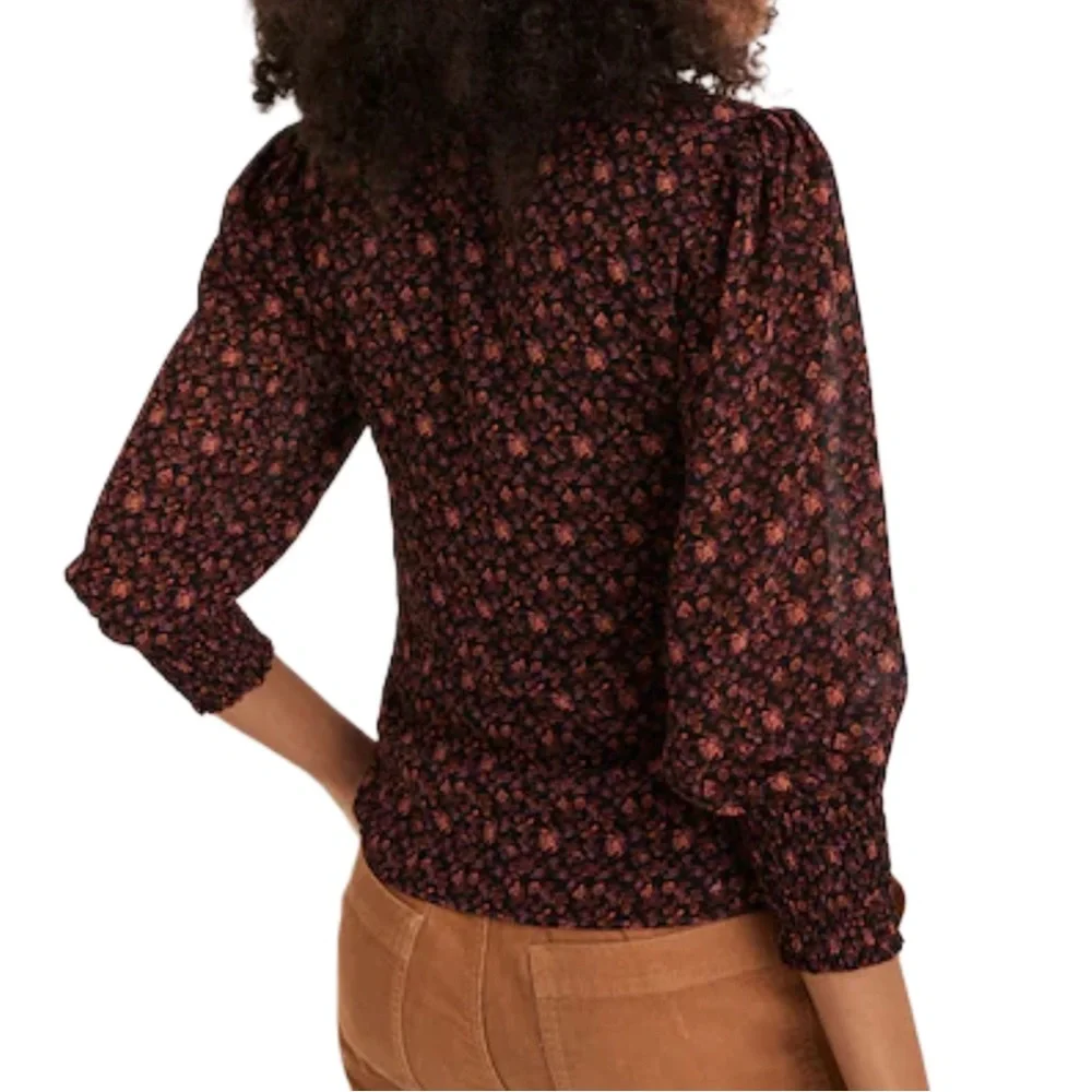 Madewell (Re)sourced Georgette Smocked-Cuff Button-Front Top